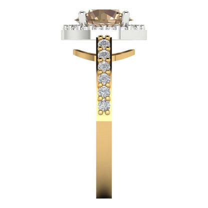 1.86 cttw Yellow Moissanite Hidden Halo Engagement Ring - Solid White/Yellow Gold (VVS1, Round Cut,7.5mm)