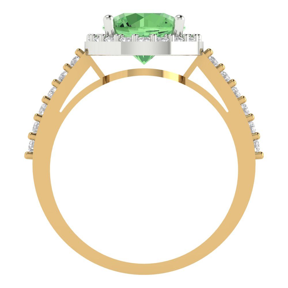 1.86 cttw Zirconia Simulated Green Diamond Hidden Halo Engagement Ring - Solid Gold (VVS1, Round Cut,7.5mm)