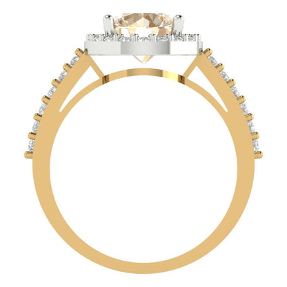 1.86 cttw Natural Morganite Hidden Halo Engagement Ring - Solid Gold (Round Cut,7.5mm)