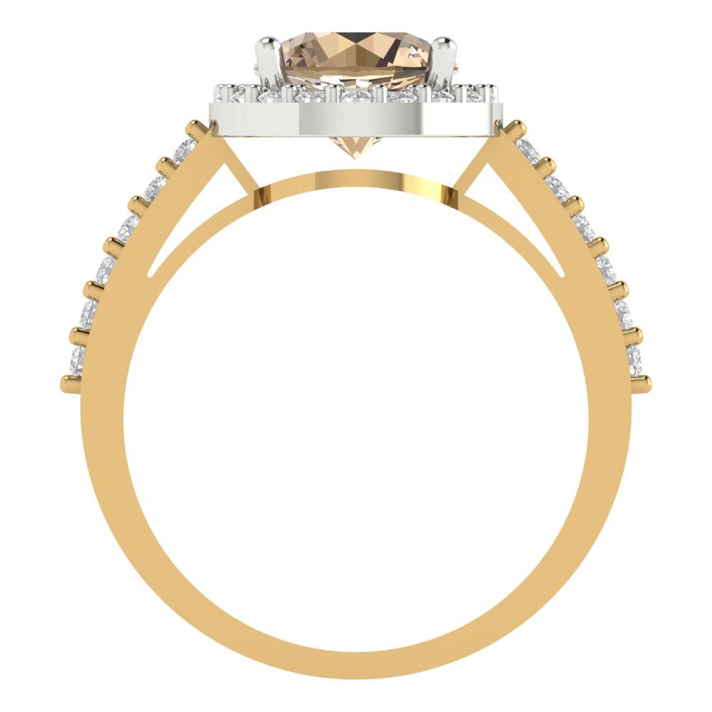1.86 cttw Yellow Moissanite Hidden Halo Engagement Ring - Solid White/Yellow Gold (VVS1, Round Cut,7.5mm)