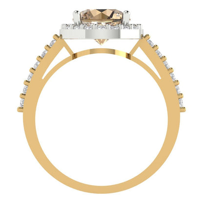 1.86 cttw Yellow Moissanite Hidden Halo Engagement Ring - Solid White/Yellow Gold (VVS1, Round Cut,7.5mm)