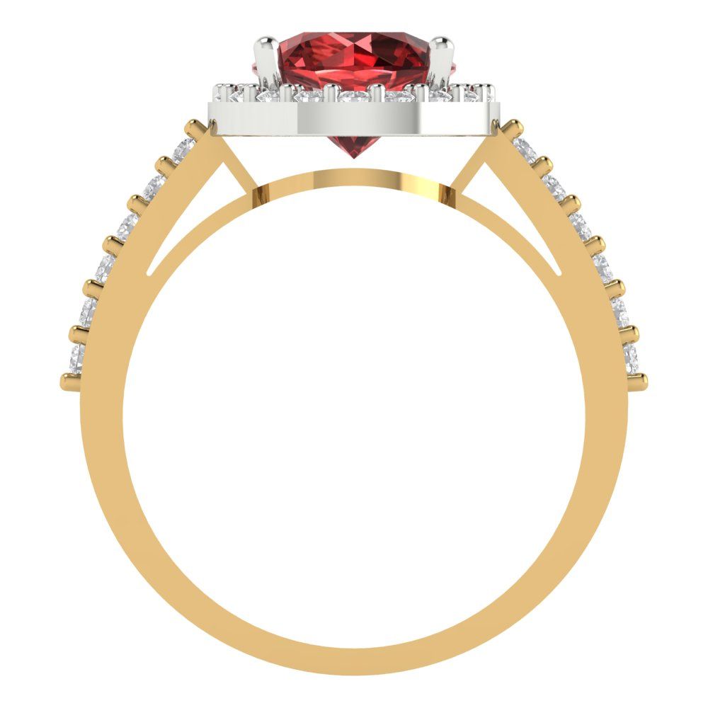 1.86 cttw Natural Garnet Hidden Halo Engagement Ring - Solid Gold (Round Cut,7.5mm)