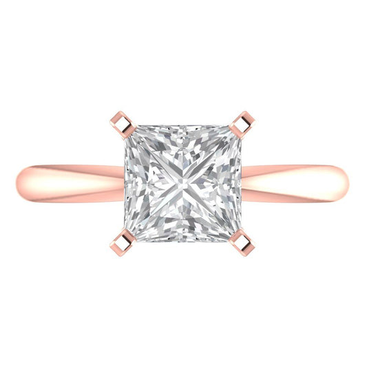 2 cttw Zirconia Simulated Diamond Solitaire  Engagement Ring - Solid  Rose Gold  (VVS1, Princess Cut,7.0mm)