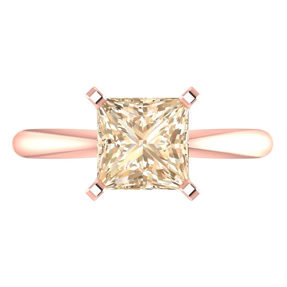 2 cttw Natural Morganite Solitaire  Engagement Ring - Solid Gold (Princess Cut,7.0mm)