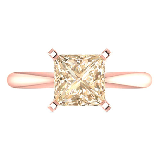 2 cttw Natural Morganite Solitaire  Engagement Ring - Solid  Rose Gold  (VVS1, Princess Cut,7.0mm)