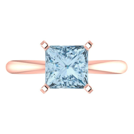 2 cttw Zirconia Simulated Blue Diamond Solitaire  Engagement Ring - Solid  Rose Gold  (VVS1, Princess Cut,7.0mm)