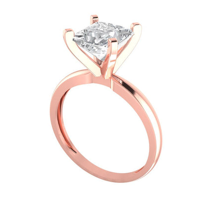 2 cttw Moissanite Solitaire  Engagement Ring - Solid  Rose Gold  (VVS1, Princess Cut,7.0mm)