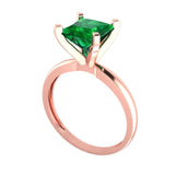 2 ct Brilliant Princess Cut Simulated Emerald Stone Rose Gold Solitaire Ring