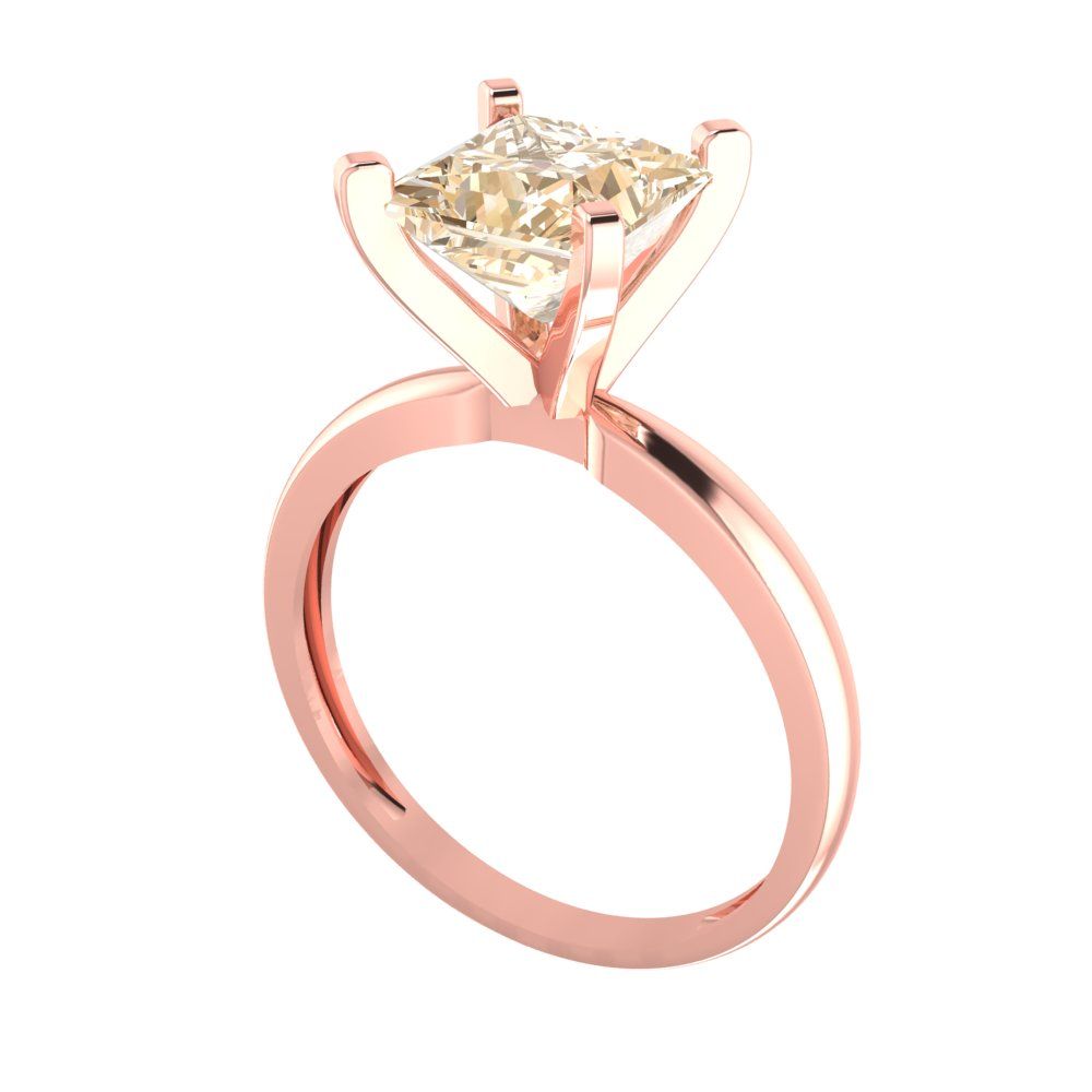 2 cttw Natural Morganite Solitaire  Engagement Ring - Solid Gold (Princess Cut,7.0mm)