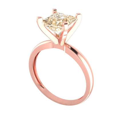 2 cttw Natural Morganite Solitaire  Engagement Ring - Solid Gold (Princess Cut,7.0mm)
