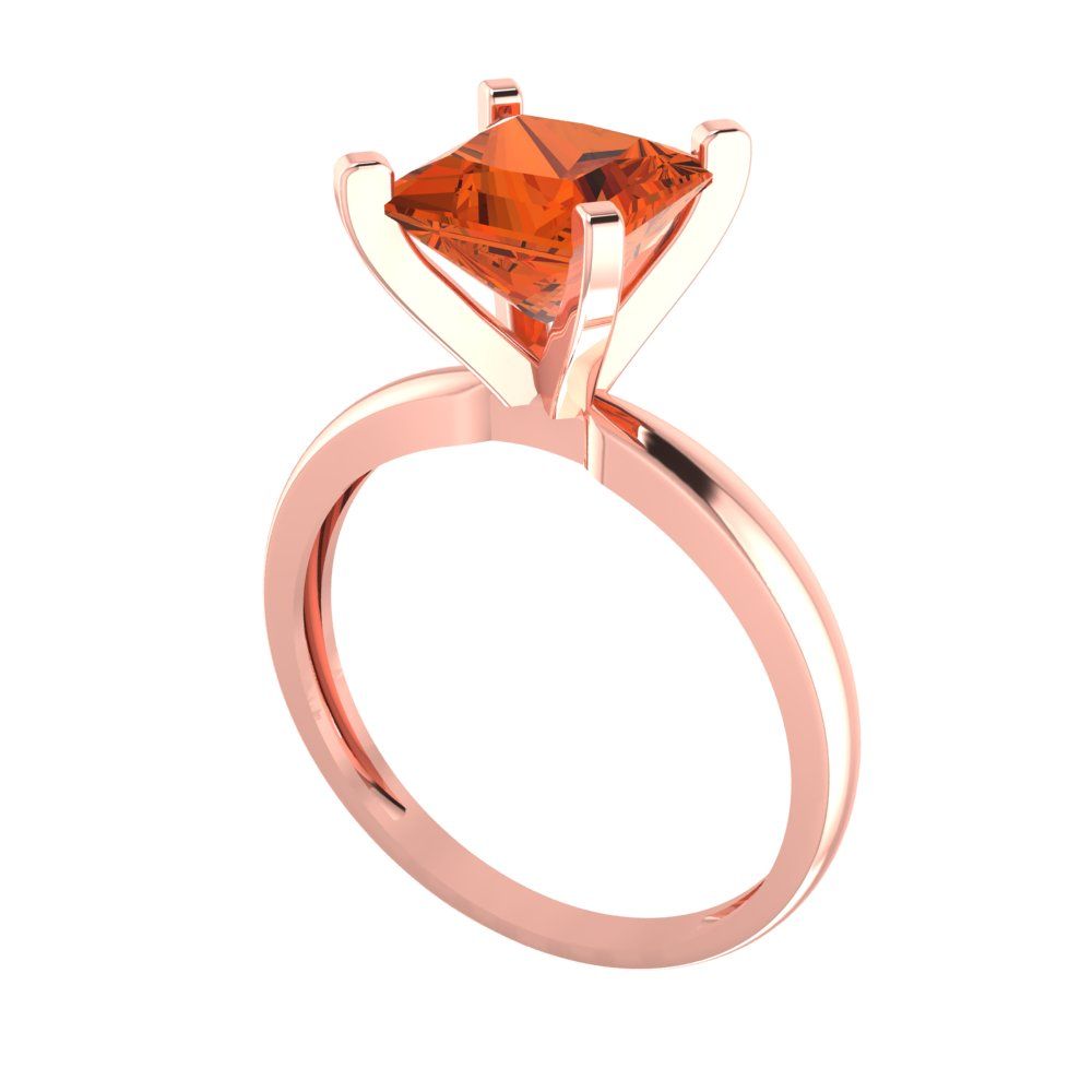 2 cttw Zirconia Simulated Red Diamond Solitaire  Engagement Ring - Solid  Rose Gold  (VVS1, Princess Cut,7.0mm)