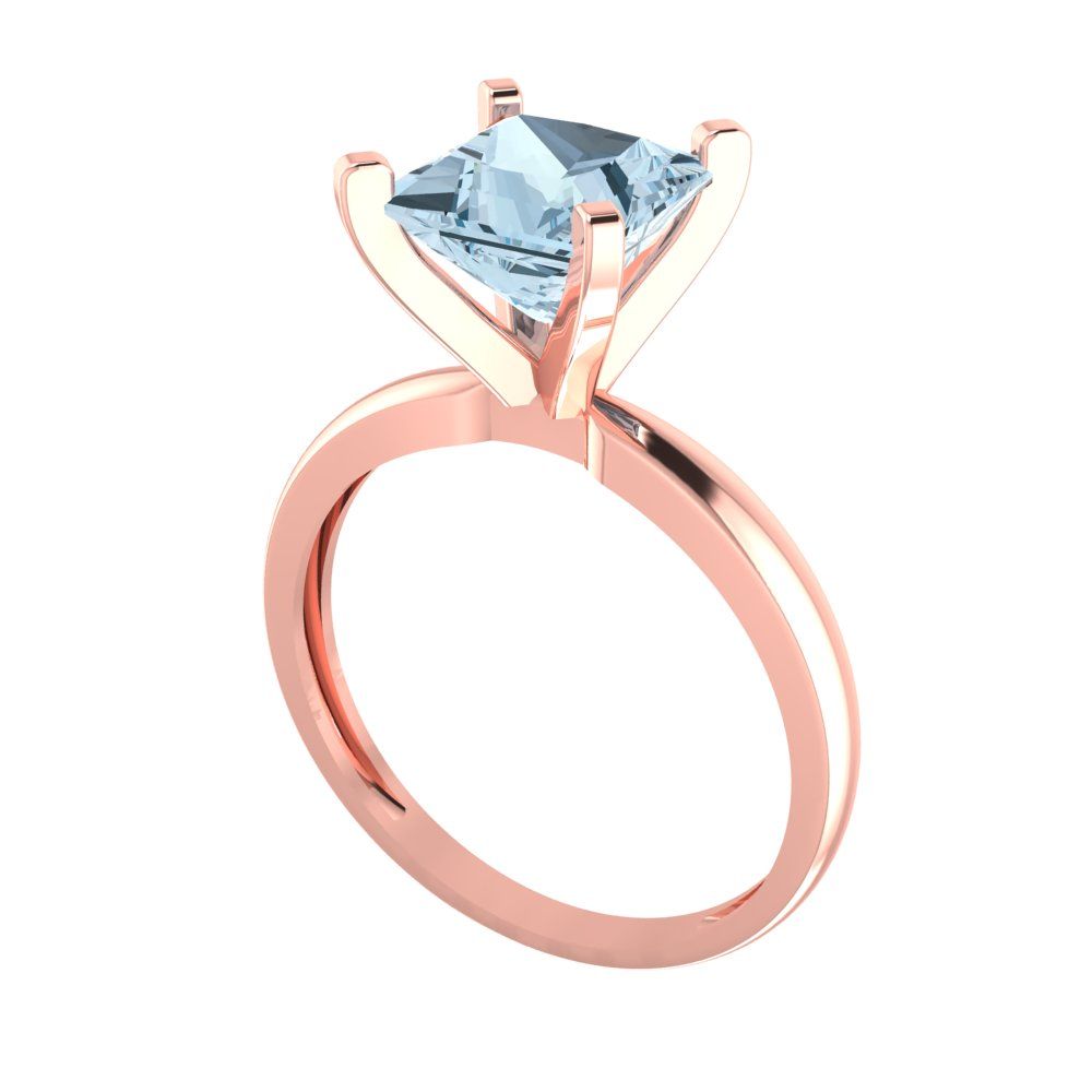 2 cttw Natural Swiss Blue Topaz Solitaire  Engagement Ring - Solid  Rose Gold  (VVS1, Princess Cut,7.0mm)
