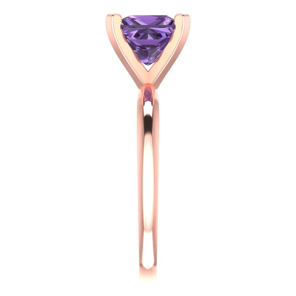 2 cttw Simulated Alexandrite Solitaire  Engagement Ring - Solid  Rose Gold  (VVS1, Princess Cut,7.0mm)