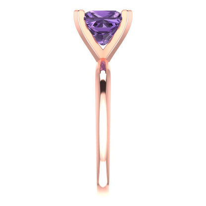 2 cttw Simulated Alexandrite Solitaire  Engagement Ring - Solid  Rose Gold  (VVS1, Princess Cut,7.0mm)