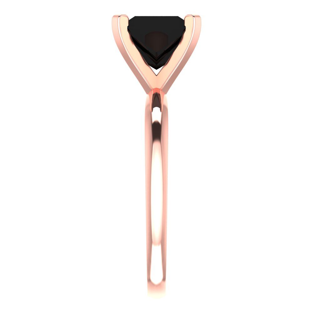 2 cttw Natural Onyx Solitaire  Engagement Ring - Solid  Rose Gold  (VVS1, Princess Cut,7.0mm)