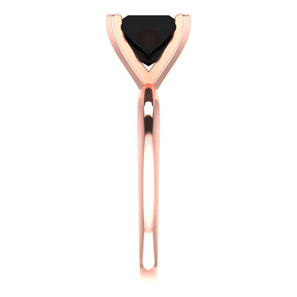 2 cttw Natural Onyx Solitaire  Engagement Ring - Solid  Rose Gold  (VVS1, Princess Cut,7.0mm)