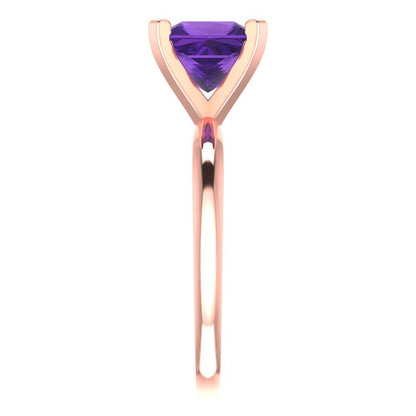 2 cttw Natural Amethyst Solitaire  Engagement Ring - Solid  Rose Gold  (VVS1, Princess Cut,7.0mm)