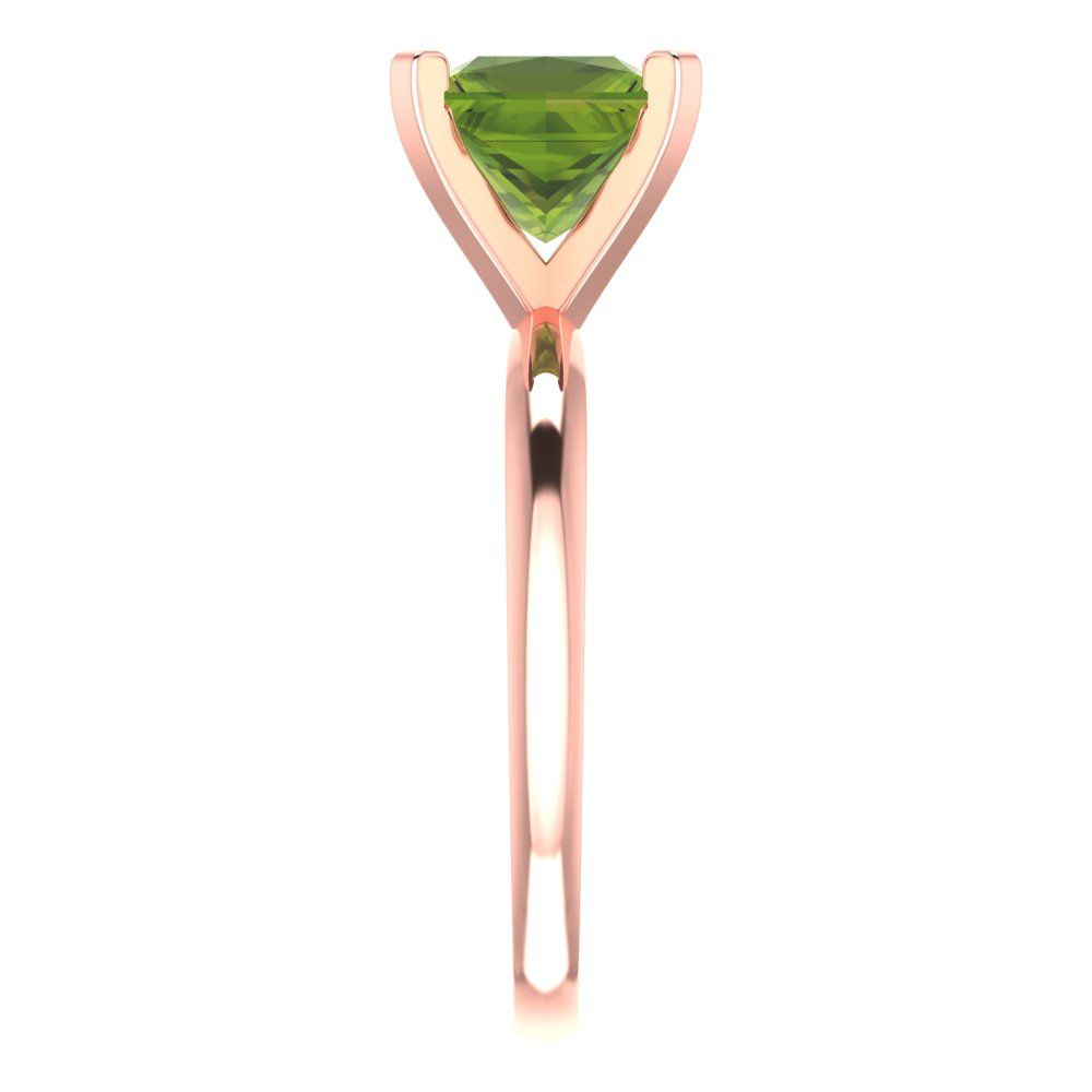 2 cttw Natural Peridot Solitaire  Engagement Ring - Solid  Rose Gold  (VVS1, Princess Cut,7.0mm)