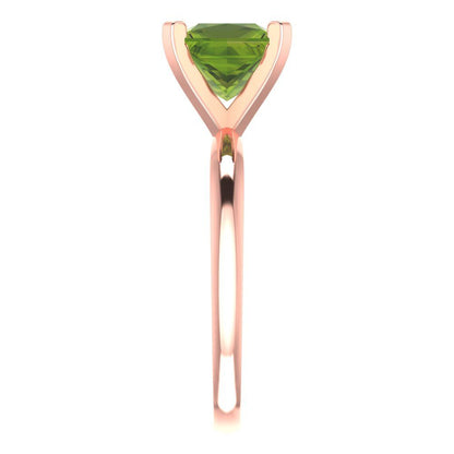 2 cttw Natural Peridot Solitaire  Engagement Ring - Solid  Rose Gold  (VVS1, Princess Cut,7.0mm)