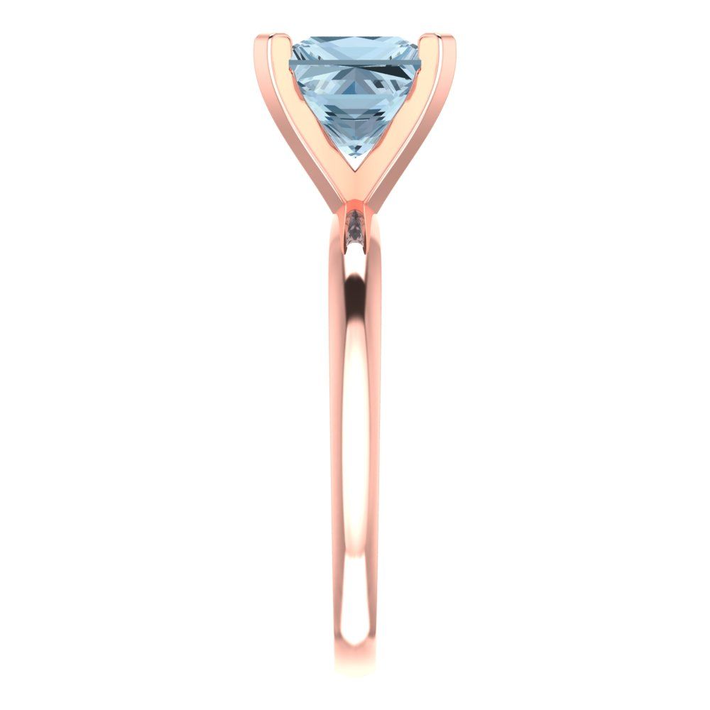 2 cttw Zirconia Simulated Blue Diamond Solitaire  Engagement Ring - Solid  Rose Gold  (VVS1, Princess Cut,7.0mm)