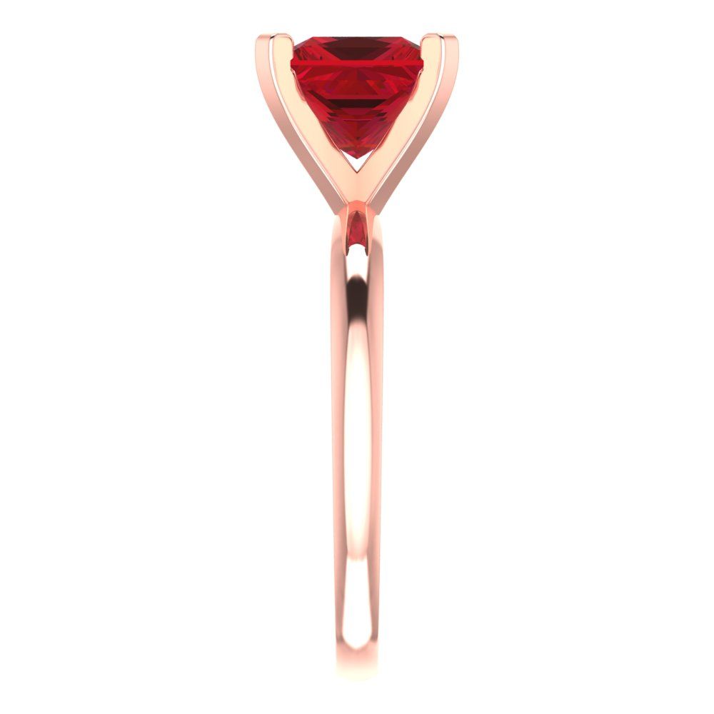 2 cttw Simulated Pink Tourmaline Solitaire  Engagement Ring - Solid  Rose Gold  (VVS1, Princess Cut,7.0mm)