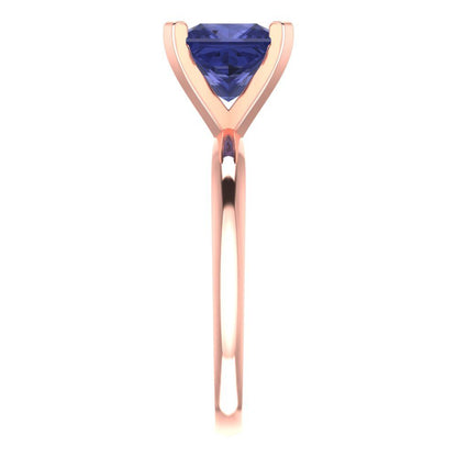 2 cttw Simulated Tanzanite Solitaire  Engagement Ring - Solid  Rose Gold  (VVS1, Princess Cut,7.0mm)