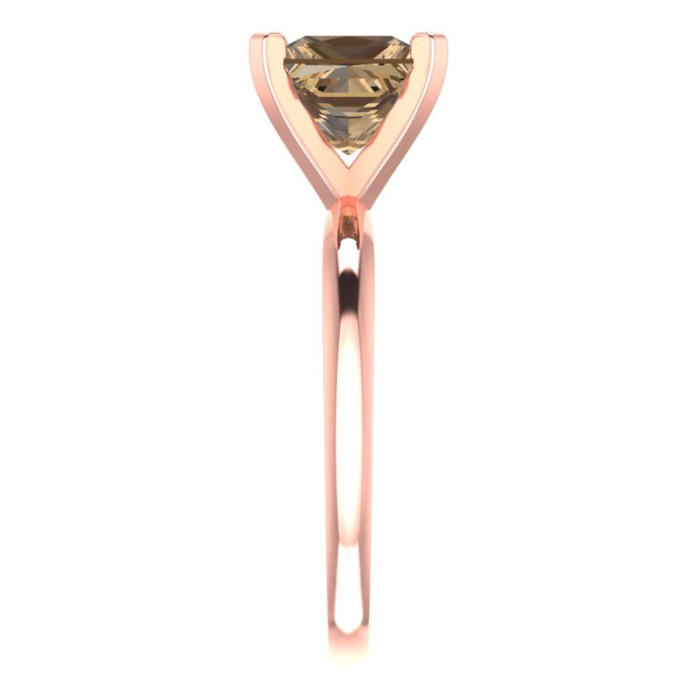 2 cttw Zirconia Simulated Champagne Diamond Solitaire  Engagement Ring - Solid Gold (VVS1, Princess Cut,7.0mm)