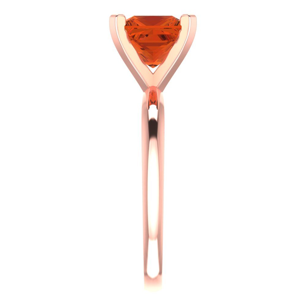 2 cttw Zirconia Simulated Red Diamond Solitaire  Engagement Ring - Solid  Rose Gold  (VVS1, Princess Cut,7.0mm)