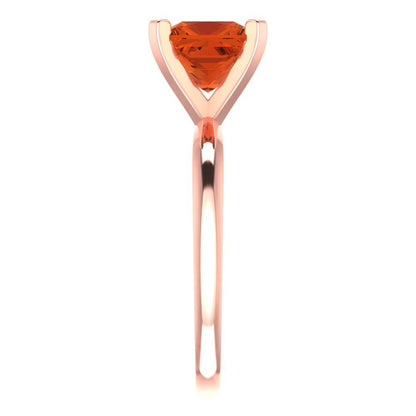 2 cttw Zirconia Simulated Red Diamond Solitaire  Engagement Ring - Solid  Rose Gold  (VVS1, Princess Cut,7.0mm)