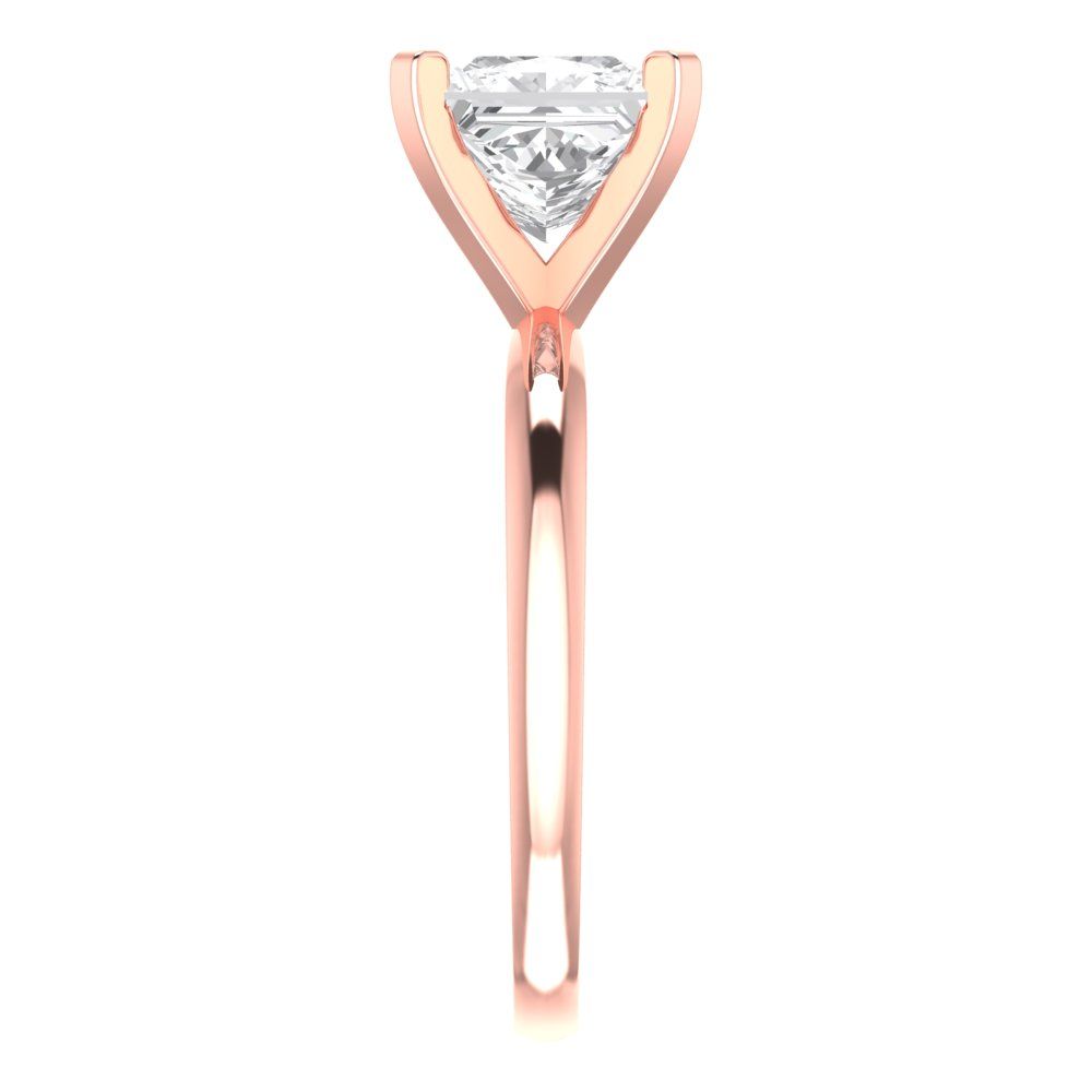 2 cttw White Sapphire Solitaire  Engagement Ring - Solid  Rose Gold  (VVS1, Princess Cut,7.0mm)