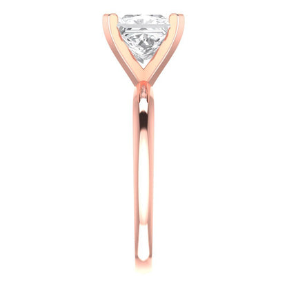 2 cttw White Sapphire Solitaire  Engagement Ring - Solid  Rose Gold  (VVS1, Princess Cut,7.0mm)