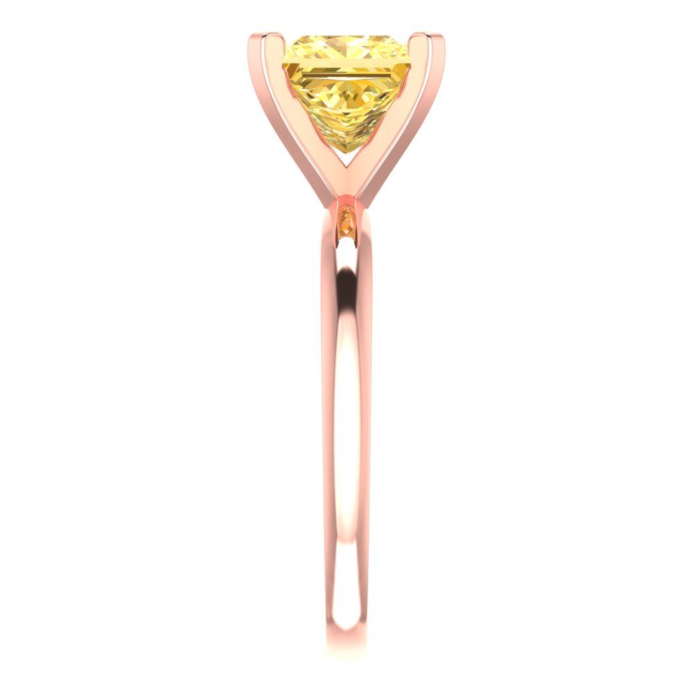 2 cttw Zirconia Simulated Yellow Diamond Solitaire  Engagement Ring - Solid  Rose Gold  (VVS1, Princess Cut,7.0mm)
