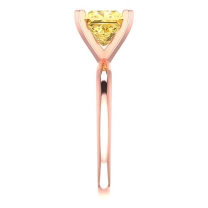 2 cttw Zirconia Simulated Yellow Diamond Solitaire  Engagement Ring - Solid  Rose Gold  (VVS1, Princess Cut,7.0mm)