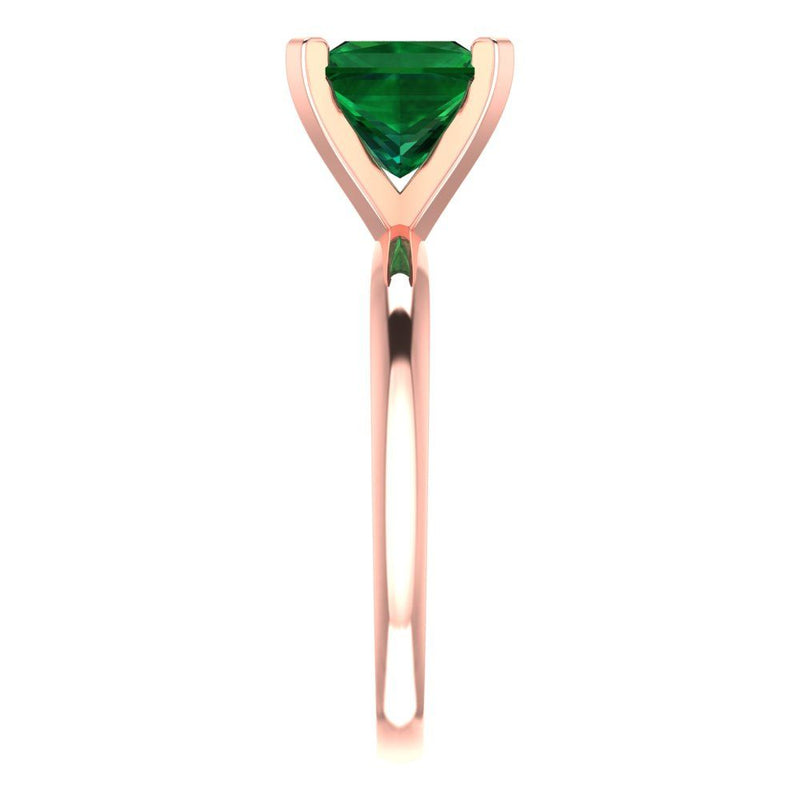 2 ct Brilliant Princess Cut Simulated Emerald Stone Rose Gold Solitaire Ring