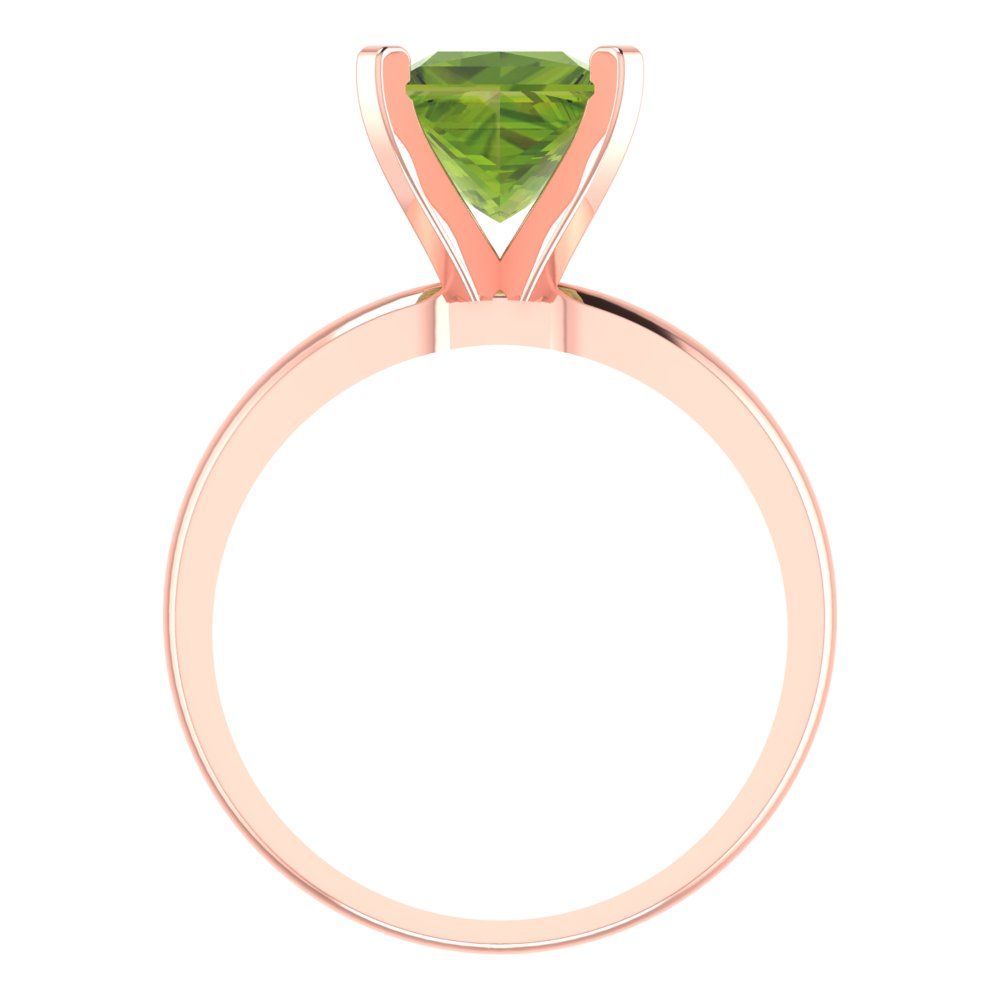 2 cttw Natural Peridot Solitaire  Engagement Ring - Solid  Rose Gold  (VVS1, Princess Cut,7.0mm)