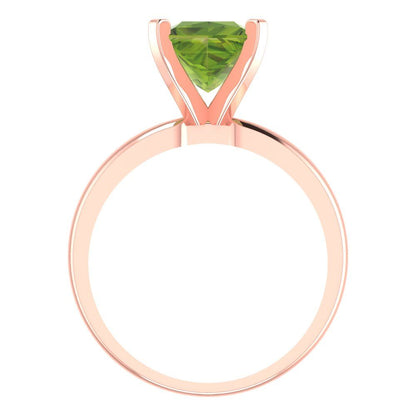 2 cttw Natural Peridot Solitaire  Engagement Ring - Solid  Rose Gold  (VVS1, Princess Cut,7.0mm)