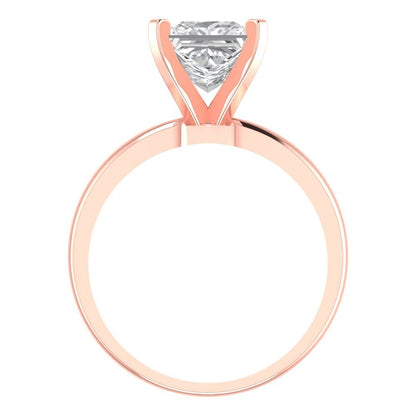 2 cttw Moissanite Solitaire  Engagement Ring - Solid  Rose Gold  (VVS1, Princess Cut,7.0mm)