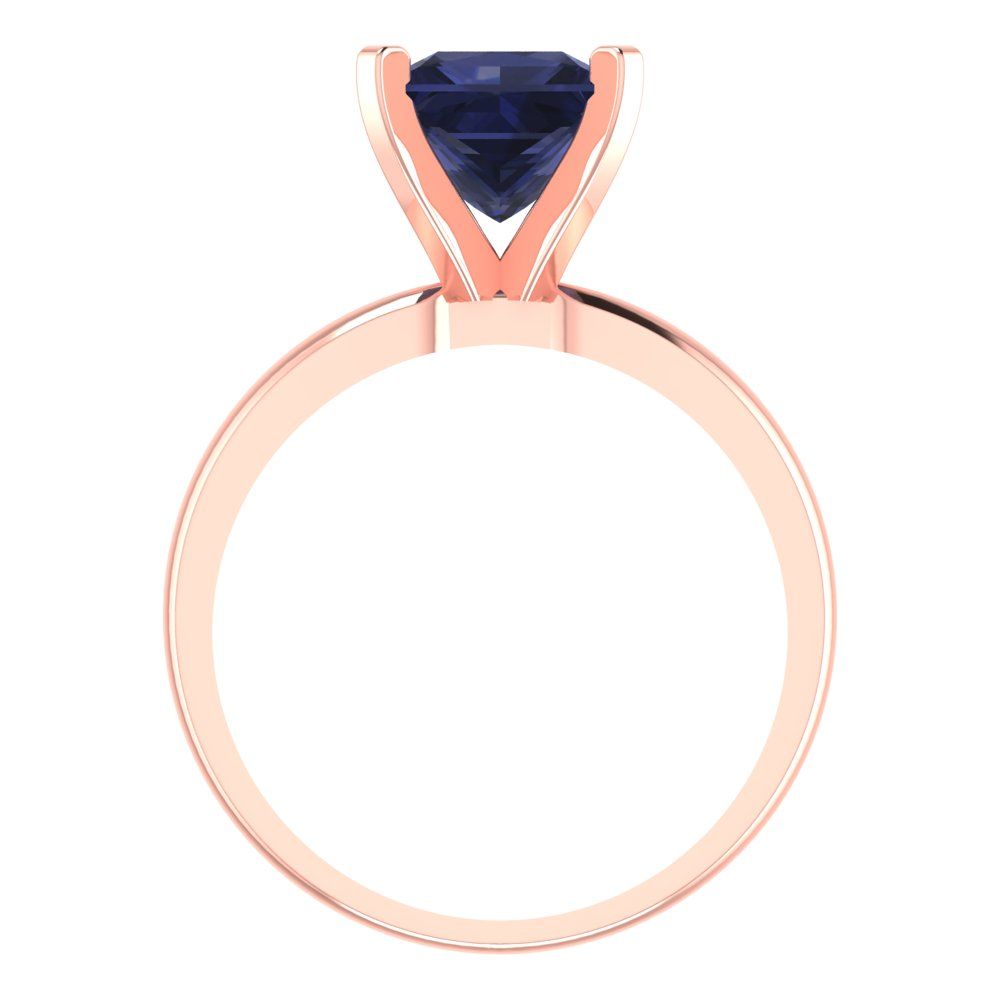 2 cttw Simulated Blue Sapphire Solitaire  Engagement Ring - Solid Gold (Princess Cut,7.0mm)