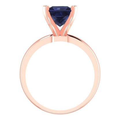 2 cttw Simulated Blue Sapphire Solitaire  Engagement Ring - Solid Gold (Princess Cut,7.0mm)