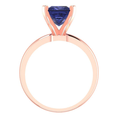 2 cttw Simulated Tanzanite Solitaire  Engagement Ring - Solid  Rose Gold  (VVS1, Princess Cut,7.0mm)