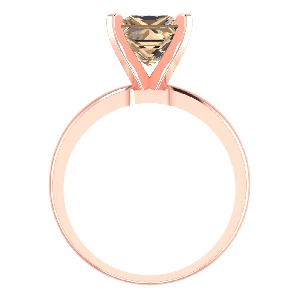 2 cttw Yellow Moissanite Solitaire  Engagement Ring - Solid  Rose Gold  (VVS1, Princess Cut,7.0mm)