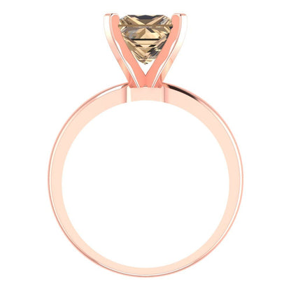 2 cttw Yellow Moissanite Solitaire  Engagement Ring - Solid  Rose Gold  (VVS1, Princess Cut,7.0mm)