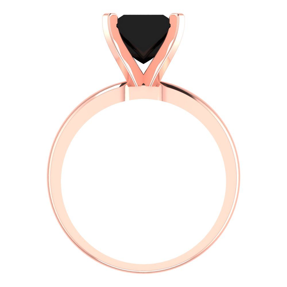 2 cttw Natural Onyx Solitaire  Engagement Ring - Solid  Rose Gold  (VVS1, Princess Cut,7.0mm)