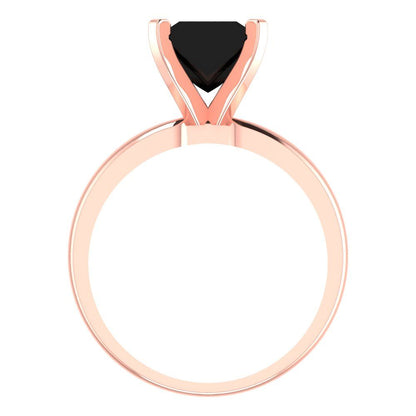 2 cttw Natural Onyx Solitaire  Engagement Ring - Solid  Rose Gold  (VVS1, Princess Cut,7.0mm)