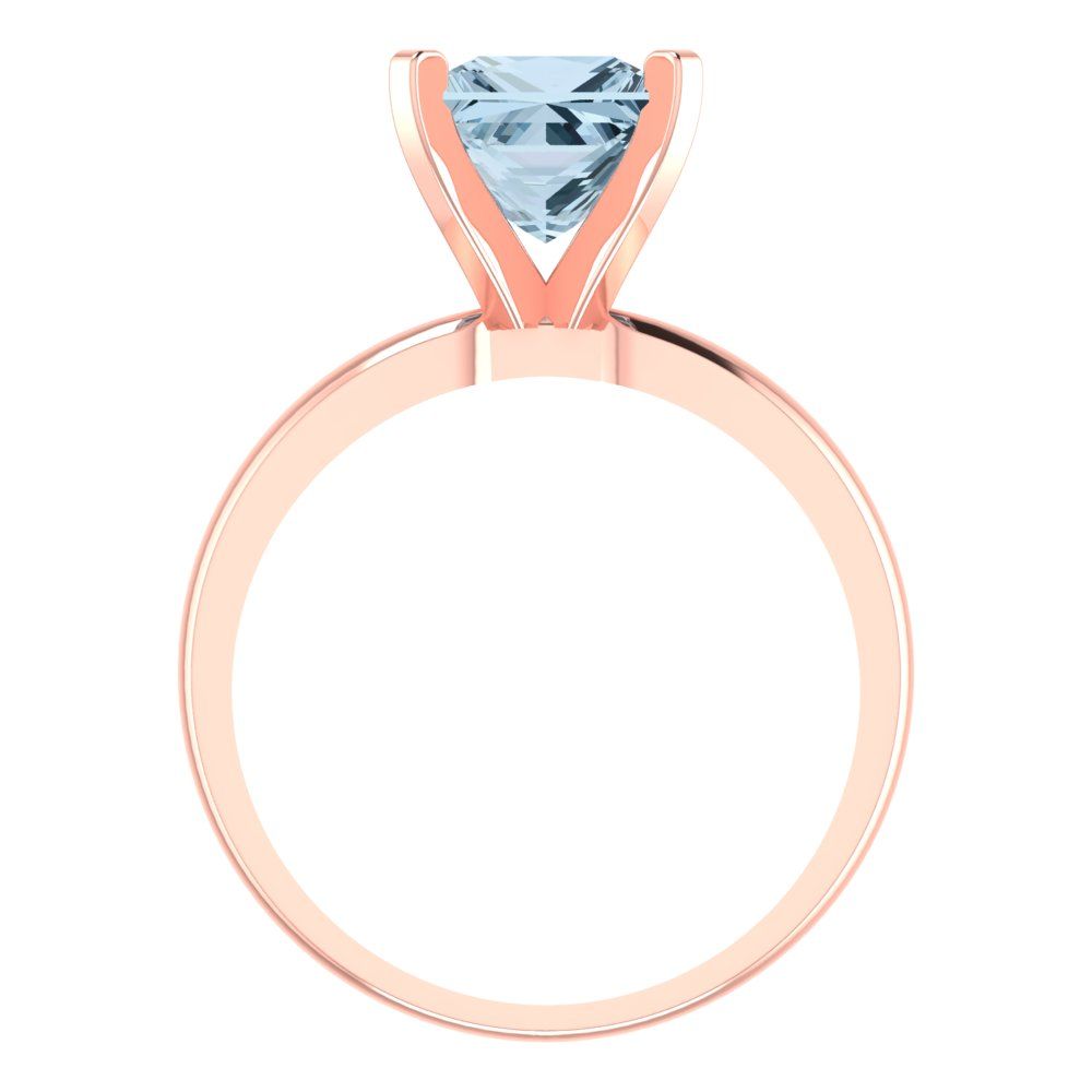 2 cttw Zirconia Simulated Blue Diamond Solitaire  Engagement Ring - Solid  Rose Gold  (VVS1, Princess Cut,7.0mm)
