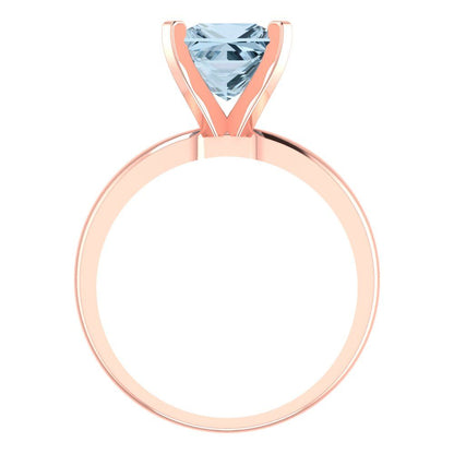 2 cttw Zirconia Simulated Blue Diamond Solitaire  Engagement Ring - Solid  Rose Gold  (VVS1, Princess Cut,7.0mm)