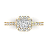1.23 ct Brilliant Princess Cut Natural Diamond Stone Clarity SI1-2 Color G-H Yellow Gold Halo Solitaire with Accents Ring