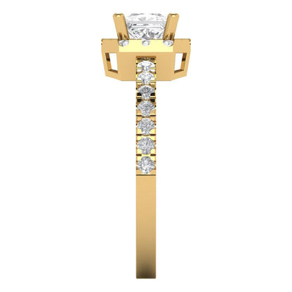 0.89 cttw Zirconia Simulated Diamond Hidden Halo Engagement Ring - Solid Gold (VVS1, Princess Cut,4.5mm)