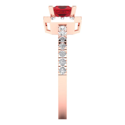 0.89 cttw Simulated Pink Tourmaline Hidden Halo Engagement Ring - Solid Gold (Princess Cut,4.5mm)