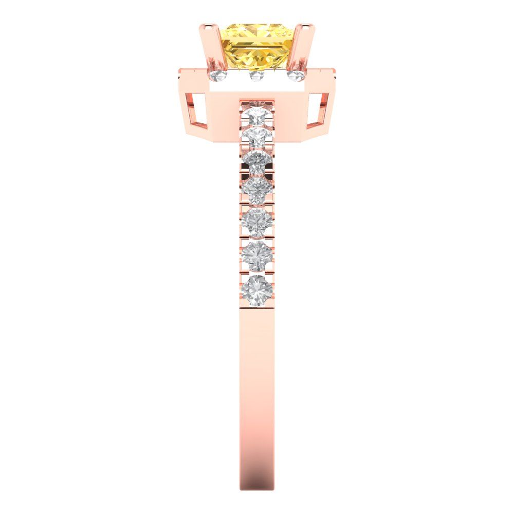 0.89 cttw Natural Citrine Hidden Halo Engagement Ring - Solid Gold (Princess Cut,4.5mm)